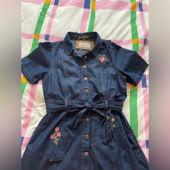 BNWT Princess Highway Folk Art Embroidered Denim Belted Dress - Picture 11 of 16
